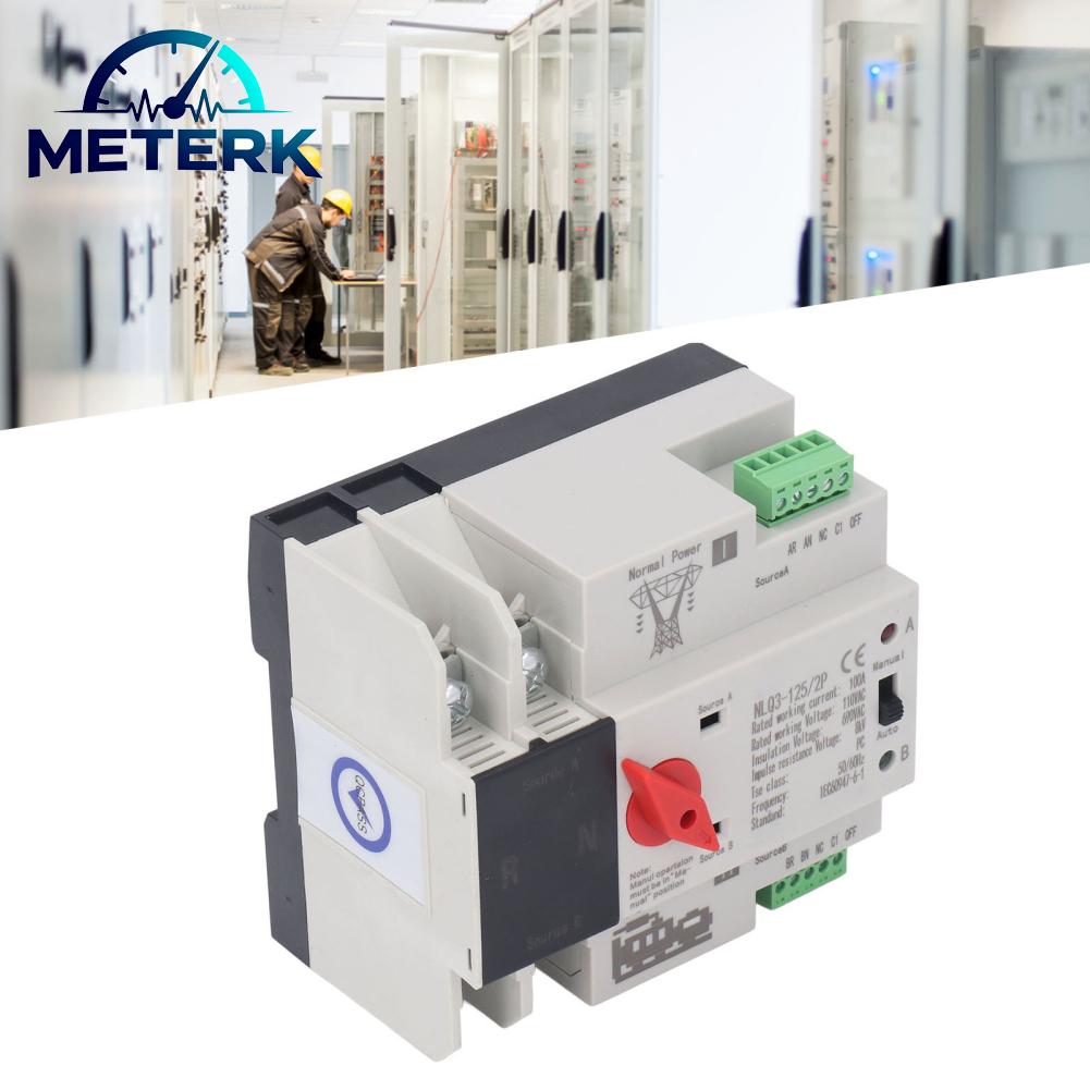 Meterk Công tắc chuyển nguồn AC110V Tự động vận hành bằng tay Công tắc chuyển đổi máy phát điện kép 100A Tốc độ phản hồi một phần nghìn giây cho phòng thí nghiệm Giá 694,000 Đồng*Miễn phí vận chuyển