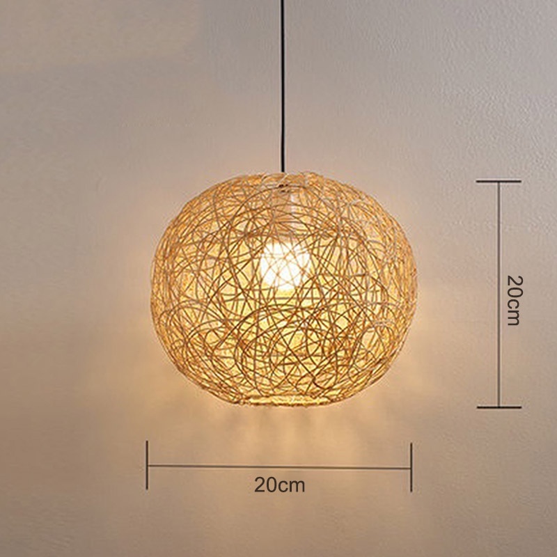 Bamboo Woven Lamp Retro Restaurant Hanging Lamp Creative Pot Lid Ceiling Chandelier Bar Tea Room Cafe Rattan Decorative Lamp