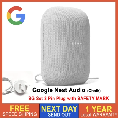 Google Nest Audio (2020) Smart Voice Control Speaker - Local Singapore Set with SG SAFETY MARK 3 Pin Plug [Local Warranty]