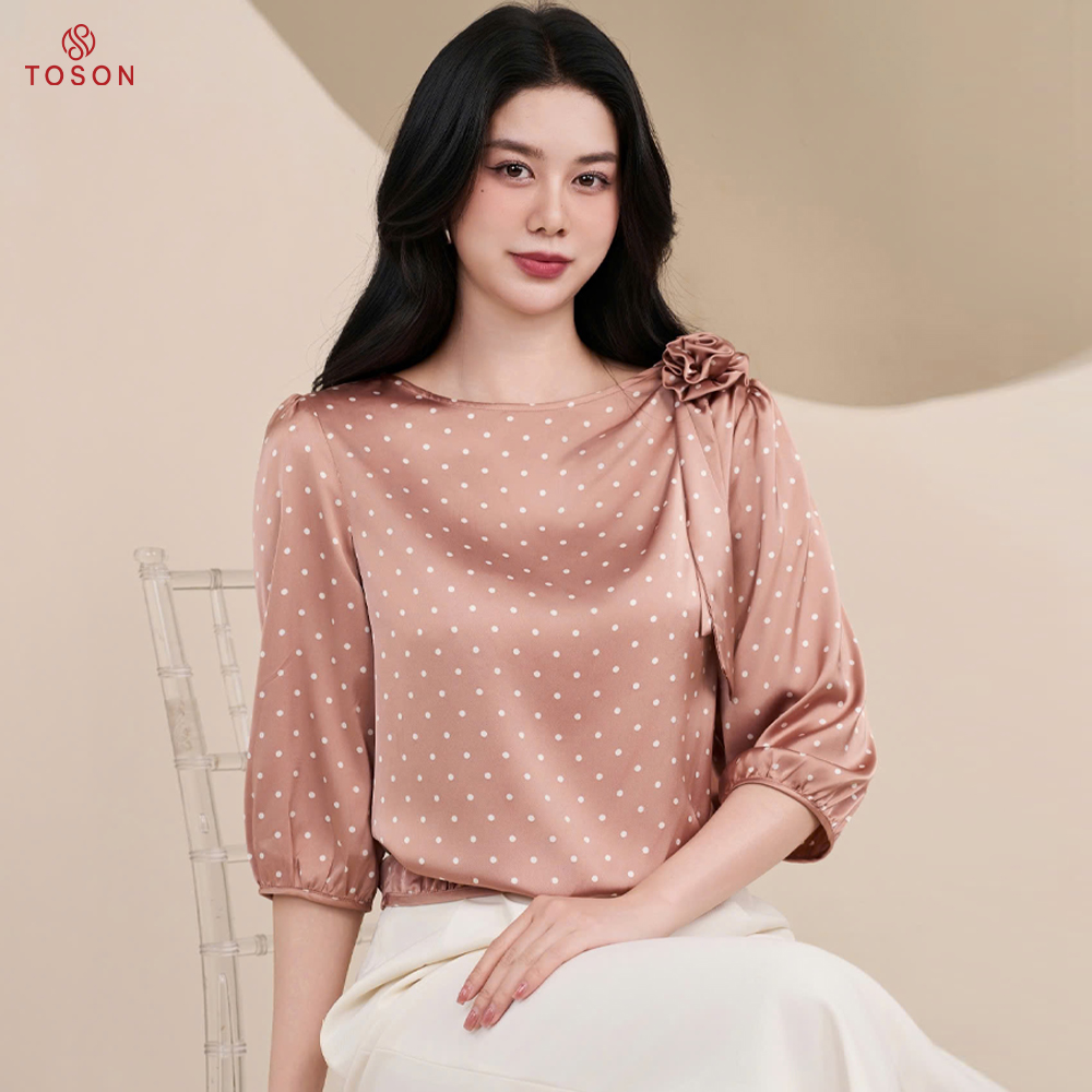 Áo lụa vai đính nơ hoa (Limitted) 13168 Toson