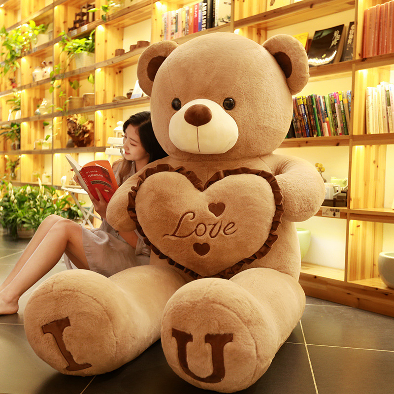 Thú Nhồi Bông Hình Gấu Teddy Ôm Trái Tim Làm Quà Tặng, Trang Trí Kích Thước 80cm-140cm
