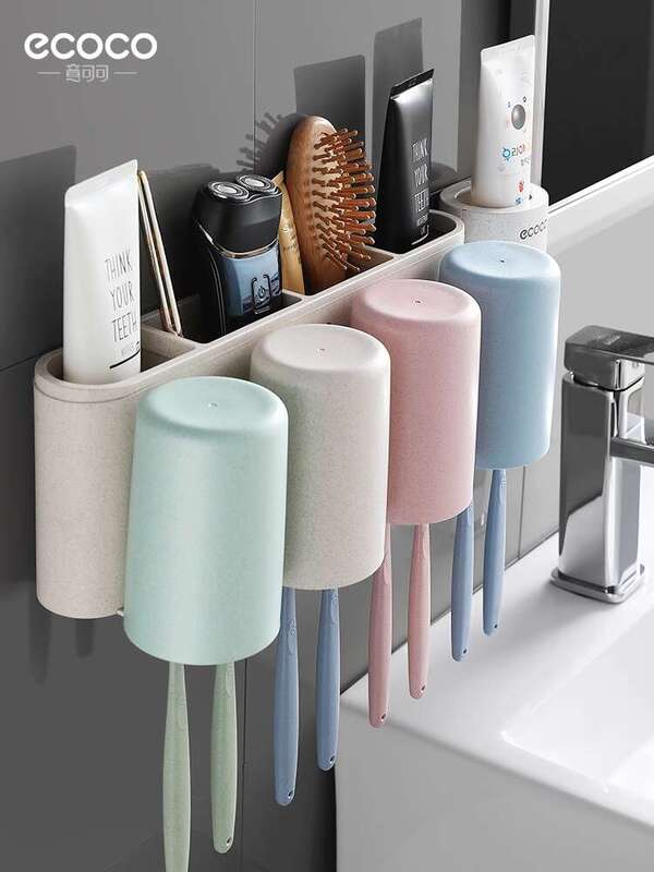 Toothbrush storage rack, no punching mouthwash cup, brushing cup home bathroom wall mounted, electric set pydlqp-CB
