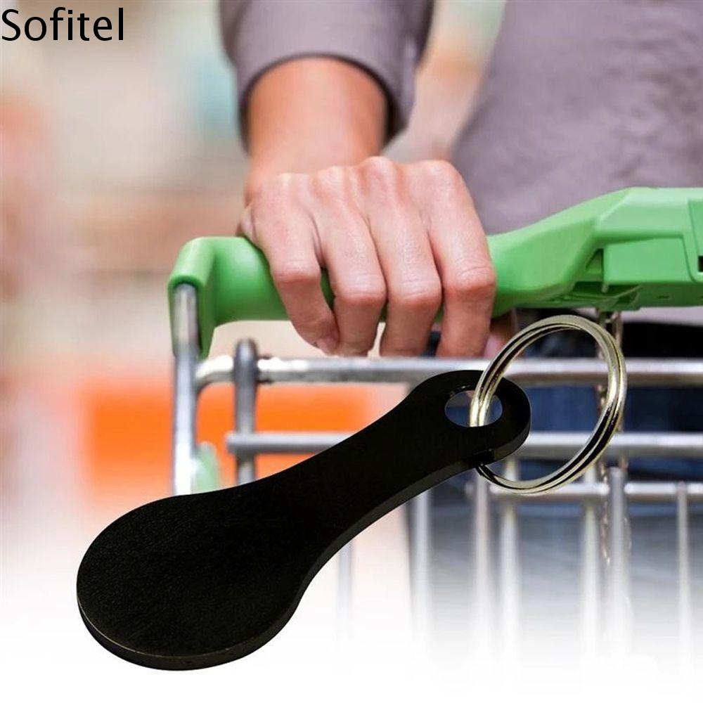 SOFITEL Bạc Màu đen Thép không gỉ Móc chìa khóa trang trí Vòng chìa khóa Mã thông báo giỏ hàng tự làm Móc khóa Người giữ tiền xu Mã thông báo mua sắm xe đẩy