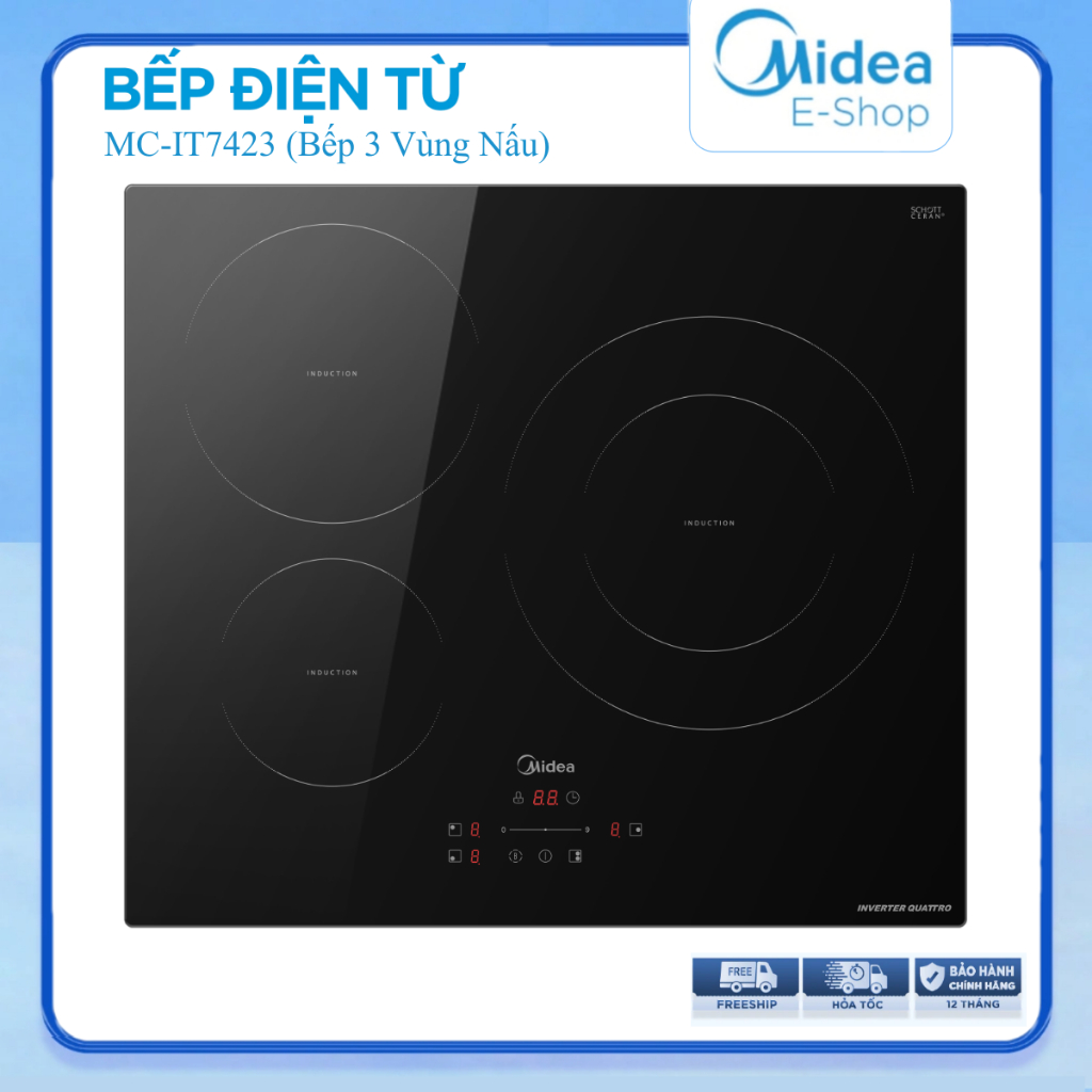 Bếp Từ Midea MC-IT7423 (Bếp Từ Ba, Bếp Điện Từ Inverter Công suất 7400W)