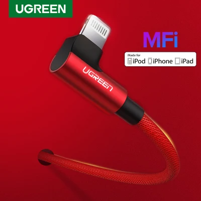 【Certified by Apple】UGREEN 1 Meter iPhone Charger Cable, Right Angled 90 Degree Lightning Cable for iPhone 11/11 Pro/ 11 Pro max/XS/XS Max/XR/X/8/8 Plus/ 7/7 plus/iPad Air 2 Game Cable