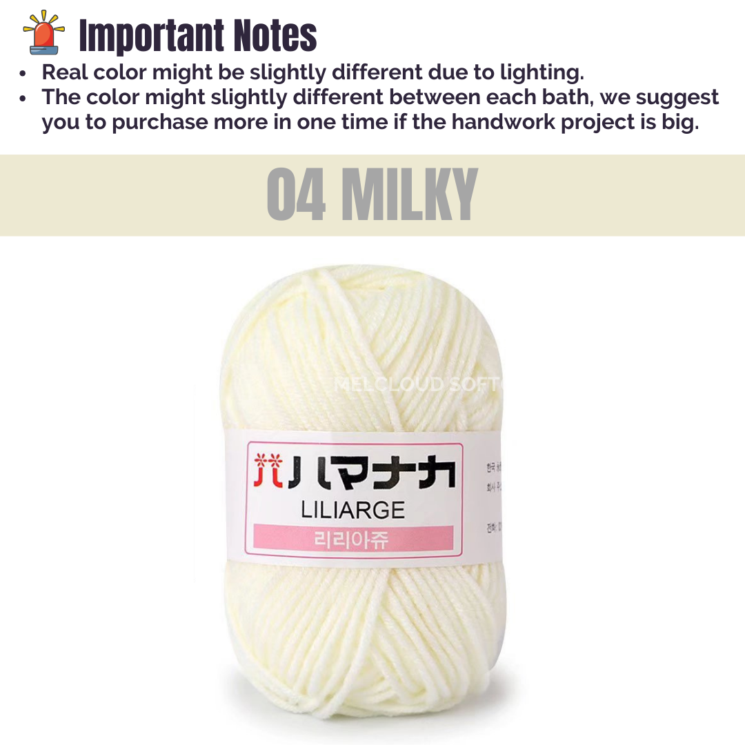 Ready Stock 1-45 4PLY Yarn Benang Kait Liliarge 4ply Four Strands Milk Cotton 4股韩式牛奶棉 Korean Cotton Thread 25G Yarn