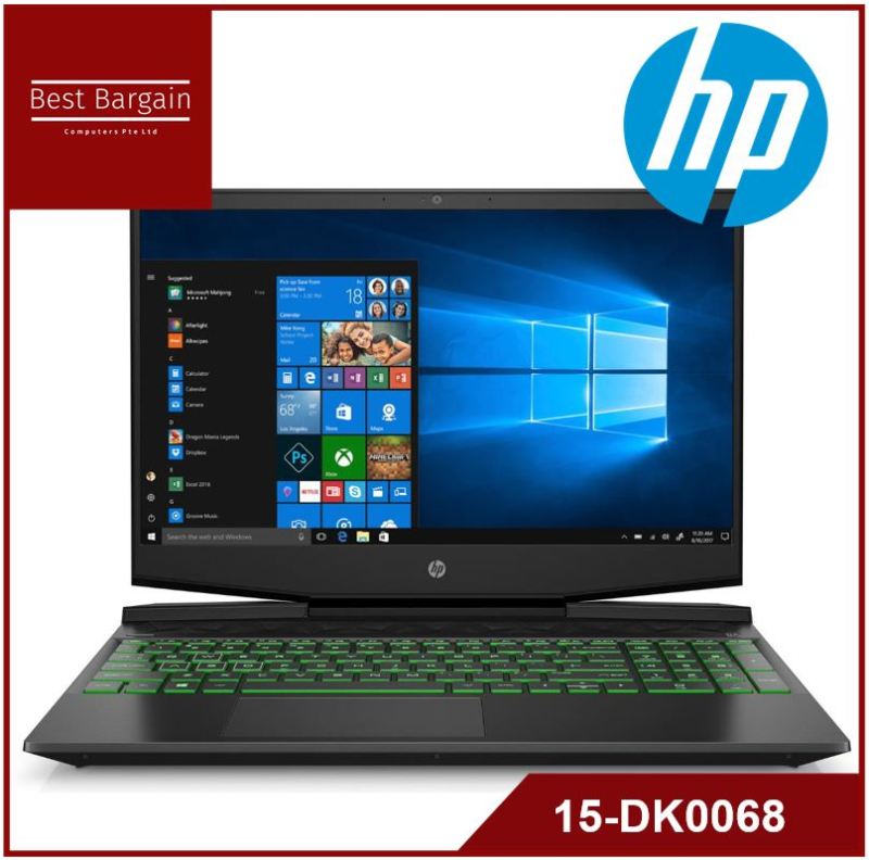 HP Pavilion 15.6 FHD Gaming Laptop, Intel Core i5-9300H, NVIDIA GeForce GTX 1050 (3 GB GDDR5), 8GB SDRAM, 256GB SSD, Shadow Black, Acid Green, 15-dk0068