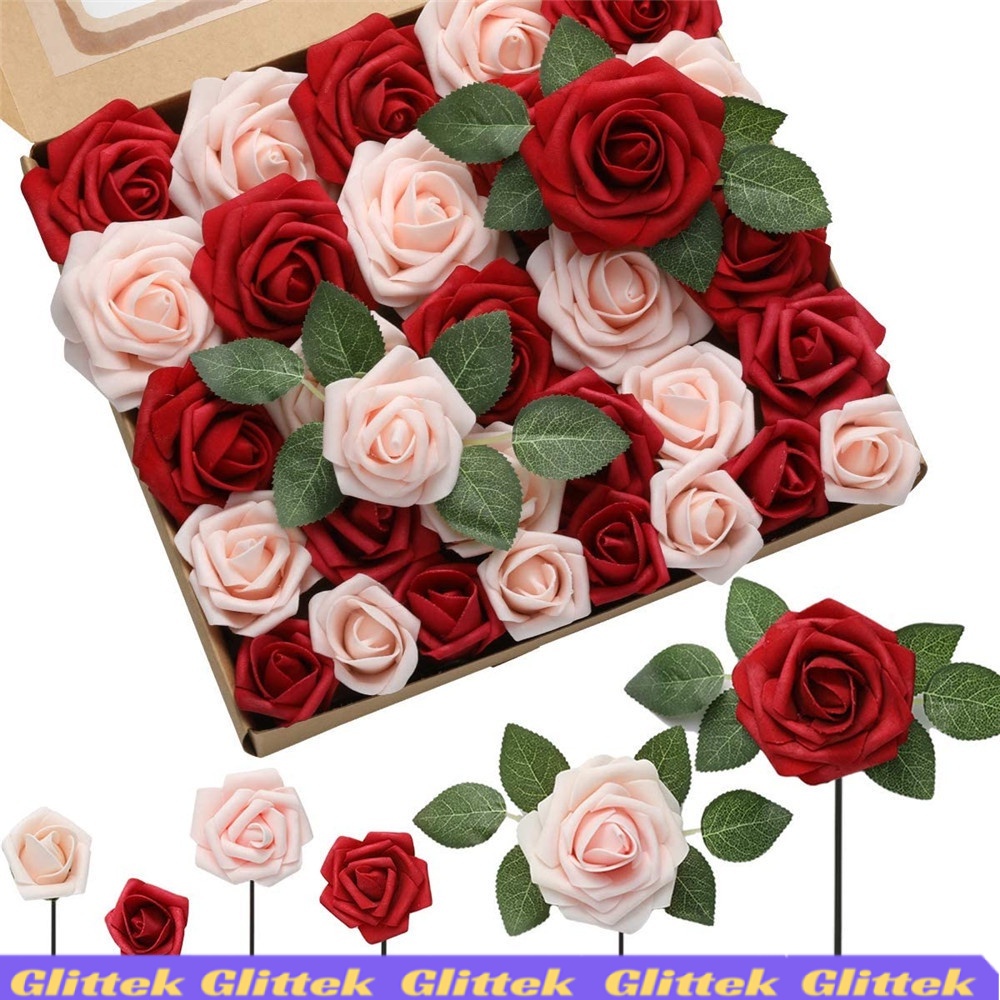 [10/20ดอก]ช่อดอกกุหลาบประดิษฐ์ โฟม ขนาดใหญ่ สําหรับตกแต่งเค้ก งานแต่งงาน วันวาเลนไทน์ ราคา 99 บาท*ส่งฟรี