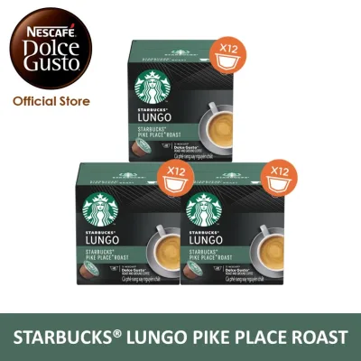 [3 Boxes] Starbucks Pike Place Roast Lungo Black Coffee Pods / Coffee Capsules by Nescafe Dolce Gusto [Expiry Apr 2022]