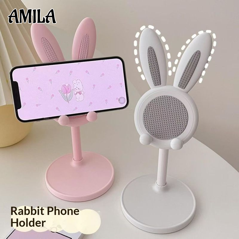 AMILA Cute Rabbit Phone Stand Adjustable Desk Holder for Watching Videos, Selfie, Live Streaming and More Giá 25,220 Đồng*Miễn phí vận chuyển