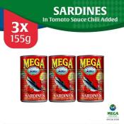 Mega Sardines In Tomato Sauce W/ Chili Added 155G By 3'S