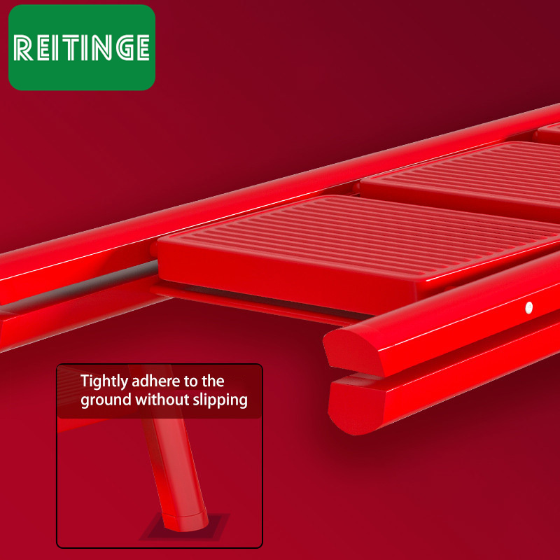 High-grade multi-functional red three-step ladder festive anti-slip household folding telescopic herringbone ladder