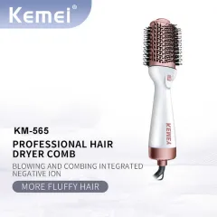 Kemey KM-565 Hair Dryer Brush Sisir Ion Negatif 3-In-1 Pengering Rambut
