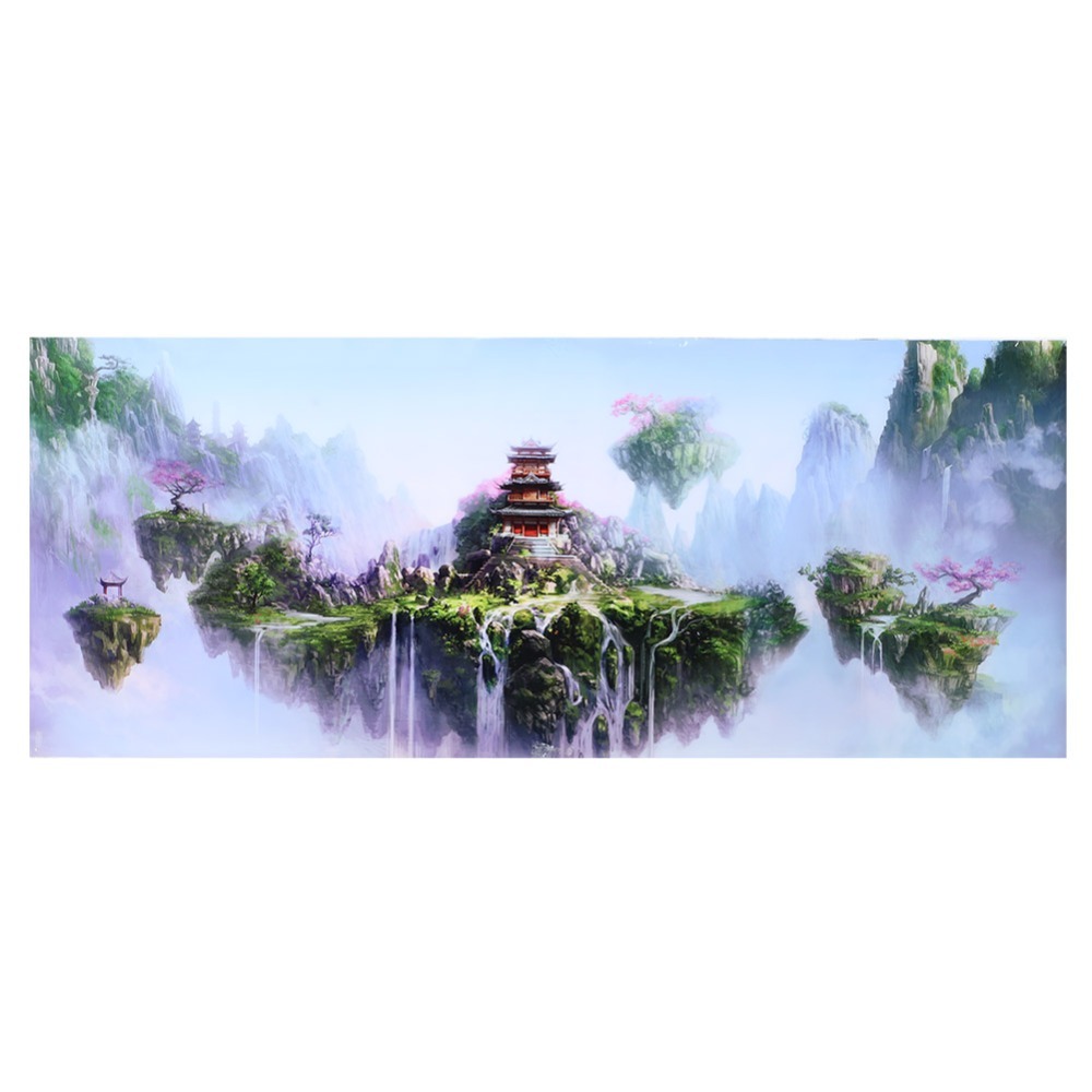 SPDD Chống thấm nước Poster nền bể cá PVC Mô hình lâu đài trên trời Trang trí bể cá Nhãn dán trang trí Kích thước 61x30cm Trang trí nền bể cá Bể cá - 2
