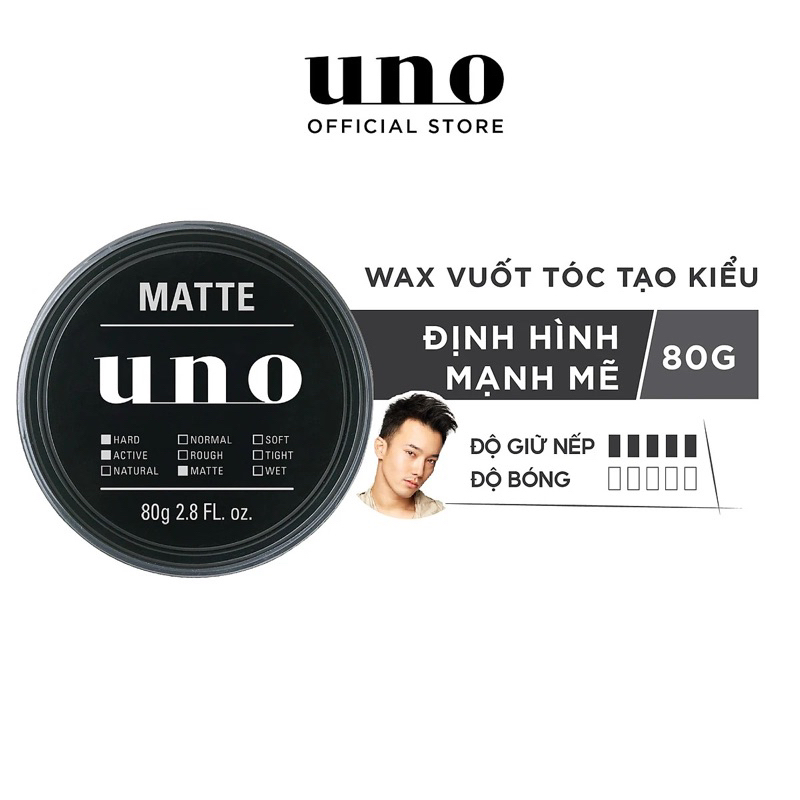 Sáp Vuốt Tóc Tạo Kiểu Uno Giữ Nếp Tự Nhiên 80g Hybrid Hard