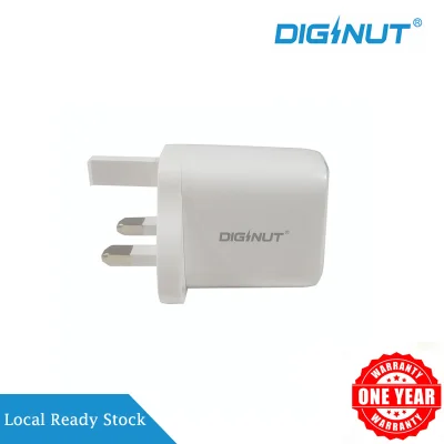 DigiNut Fast Charge/5V 2.1A/1-Port USB Charger/Wall Adapter/Iphone12 Samsung OPPO Huawei/3 Pin UK Plug/White/UX-10