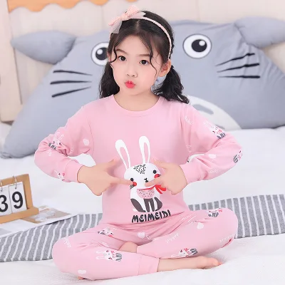 2-15y Girls Pyjamas Set Girl Cotton Sleepwear Full Sleeved Pajamas for Girl