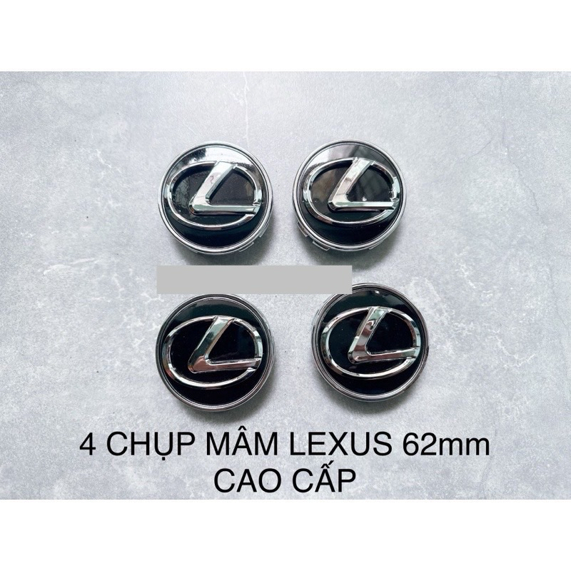 4 CHỤP MÂM LEXUS 62mm đen viền bạc hàng đẹp