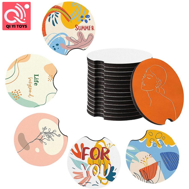 20 pcs Trống đế lót ly truyền nhiệt Coaster Báo Chí in ấn miếng lót ly pad cho thủ công tự làm với Non-Slip đế cao su cho nhà xe