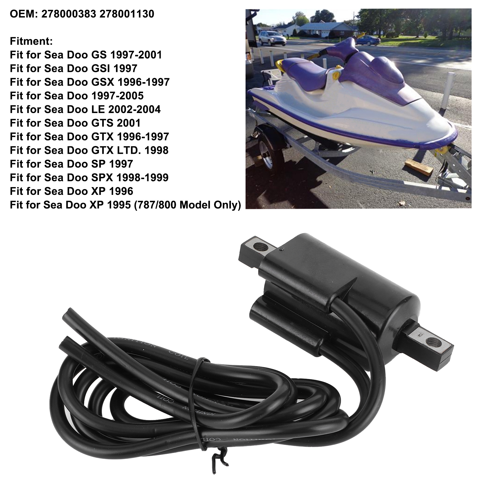 Cuộn dây đánh lửa 278000383 278001130 thay thế phù hợp cho biển Doo GS GSI GSX GTX
