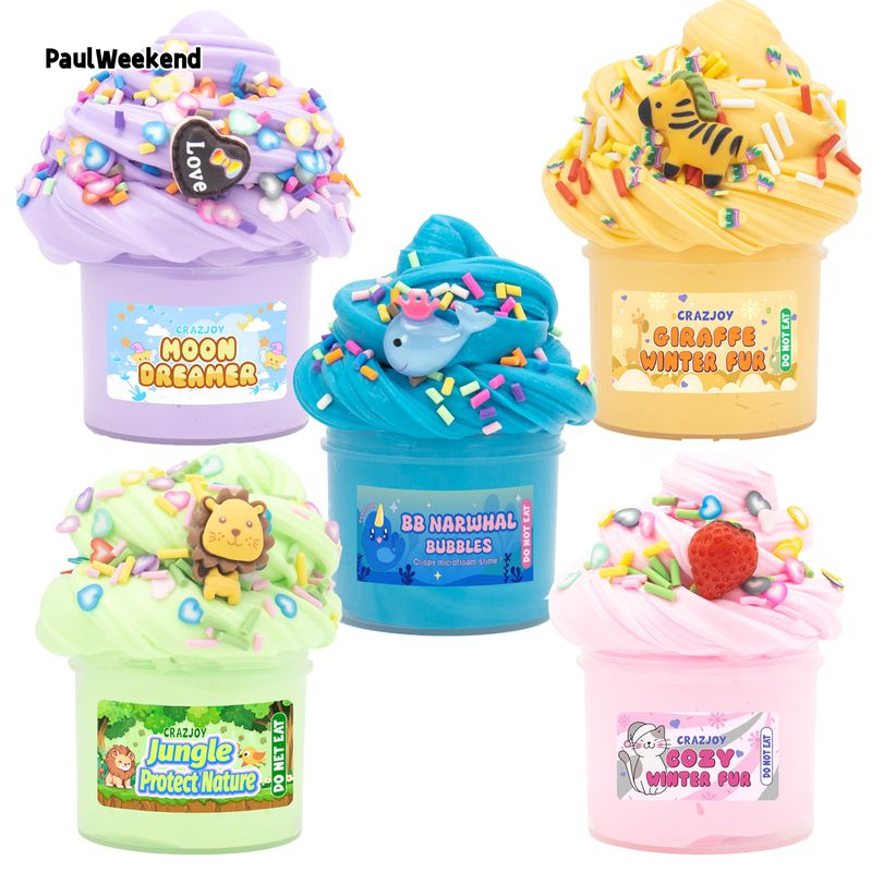 PaulWeekend Cute Cupcake Slime Toy with Strawberry Toppings and Colorful Sprinkles for Sensory Play ราคา 48 บาท*ส่งฟรี