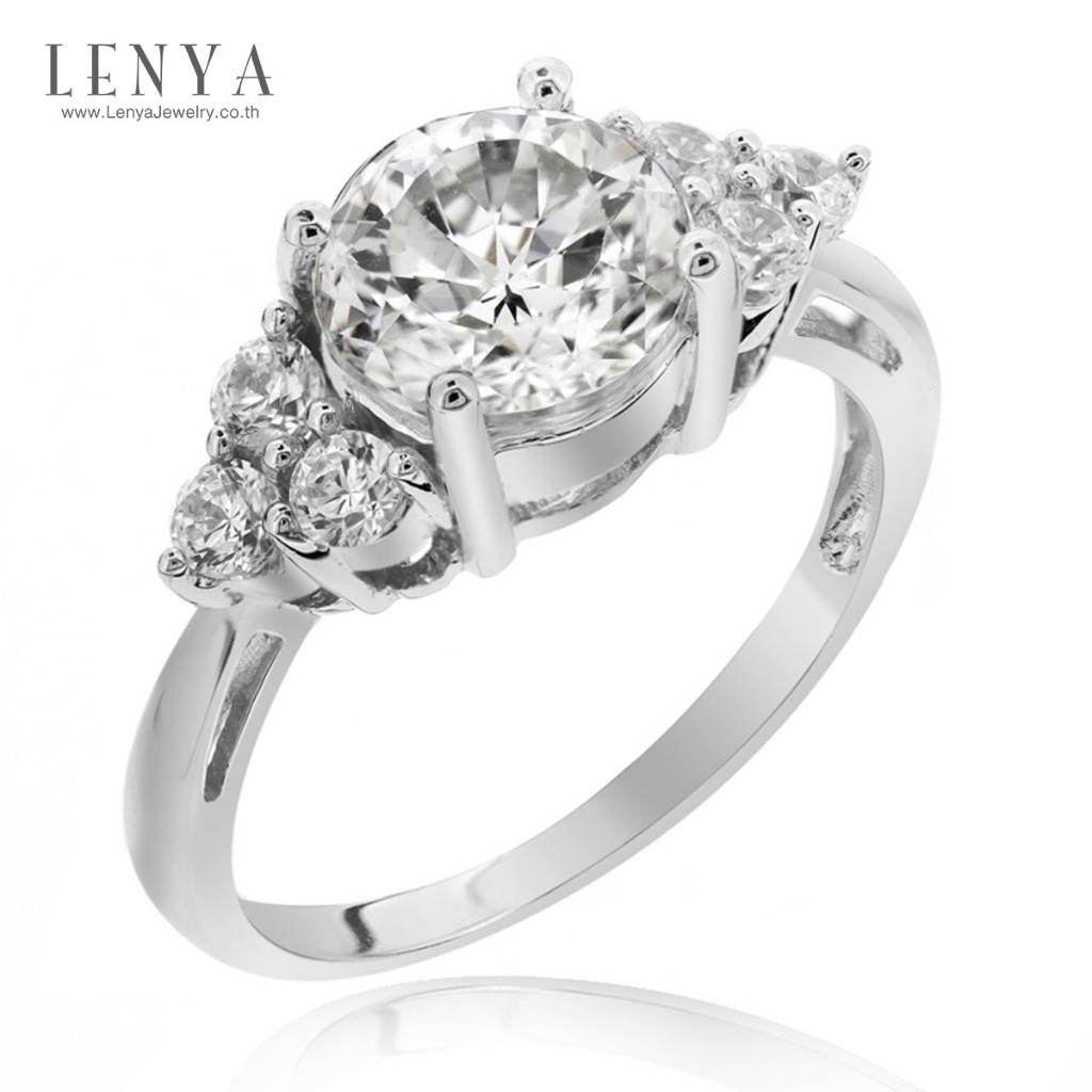 Lenya Cz Diamondlike Ring Enhances Personality and Confidence, Size 8 Mm, 925 Sterling Silver Body, White Gold Plated. ราคา 2,100 บาท*ส่งฟรี