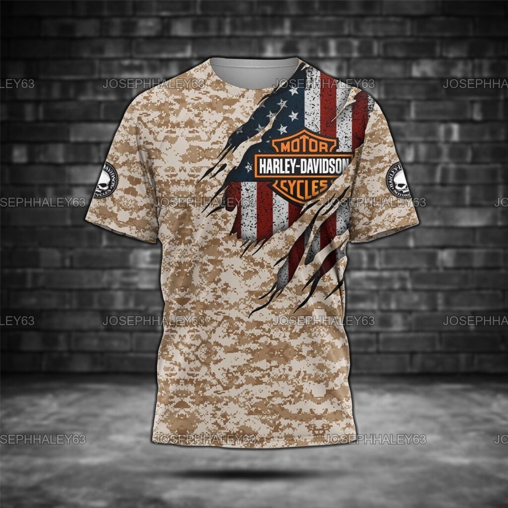 2023 New Design - Camo Harley Davidson 3D Motorcycle Hoodie, Harley Unisex T-shirt, Motorcycle For men pht232