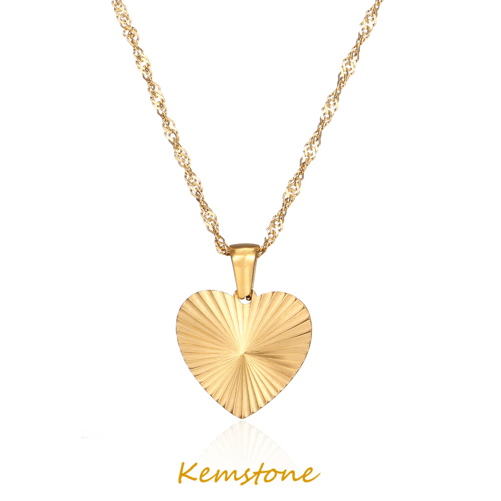 Kemstone Stainless Steel Minimalist Pattern Heart-shaped Butterfly Square Pendant Necklace for Female Collarbone Chain Jewelry Gift