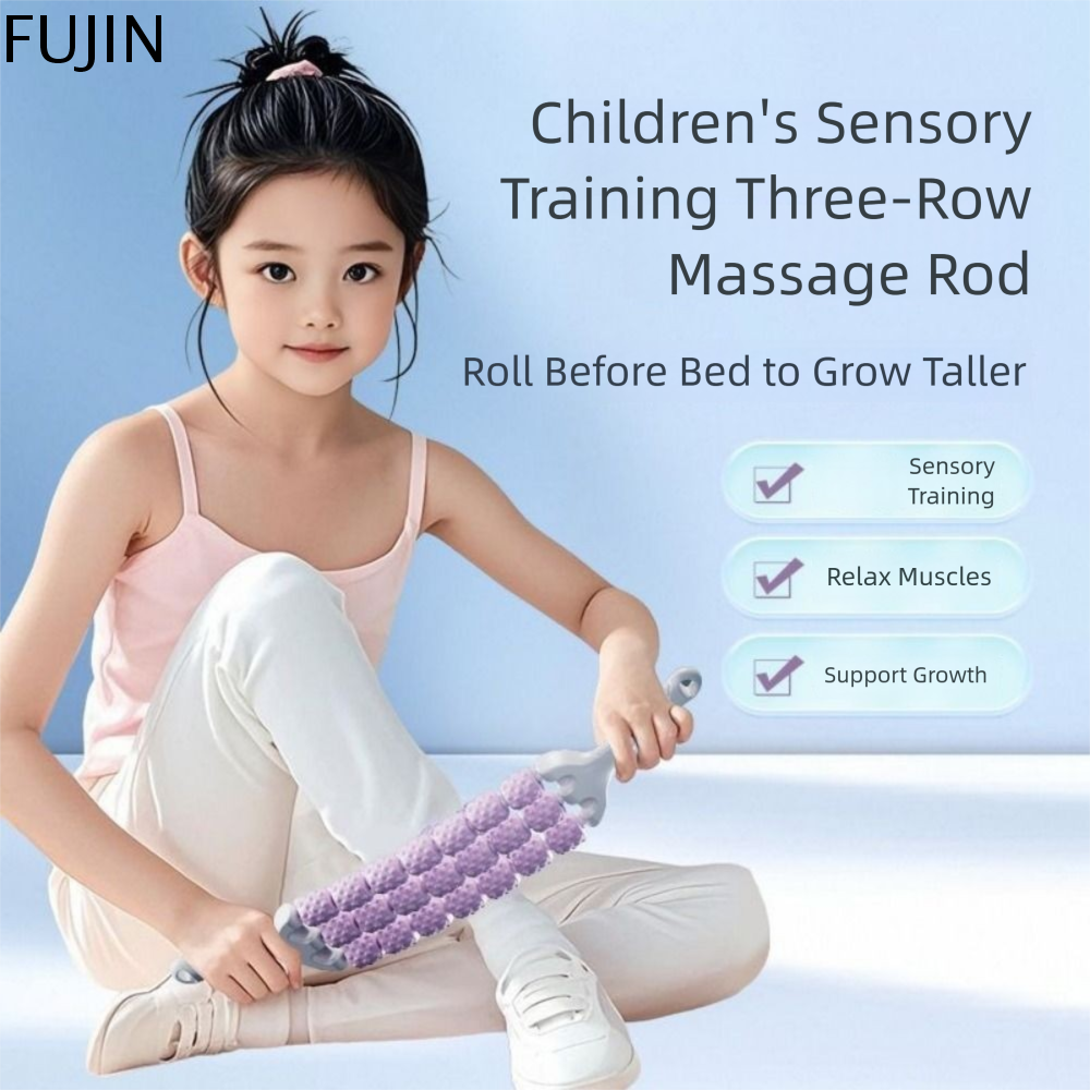 FUJIN Thể dục Con lăn massage cong Đa chức năng Ba hàng Gậy Massage Yoga Di động Thể thao Que Fascia Bê