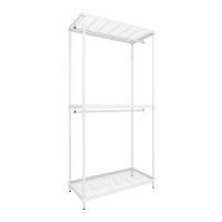 ราวแขวนตั้งพื้น 2 ชั้น พร้อมชั้นวาง เหล็กพ่น KASSA HOME รุ่น LINEAR-LN90-2-6 90x45x180 ซม. สีขาว