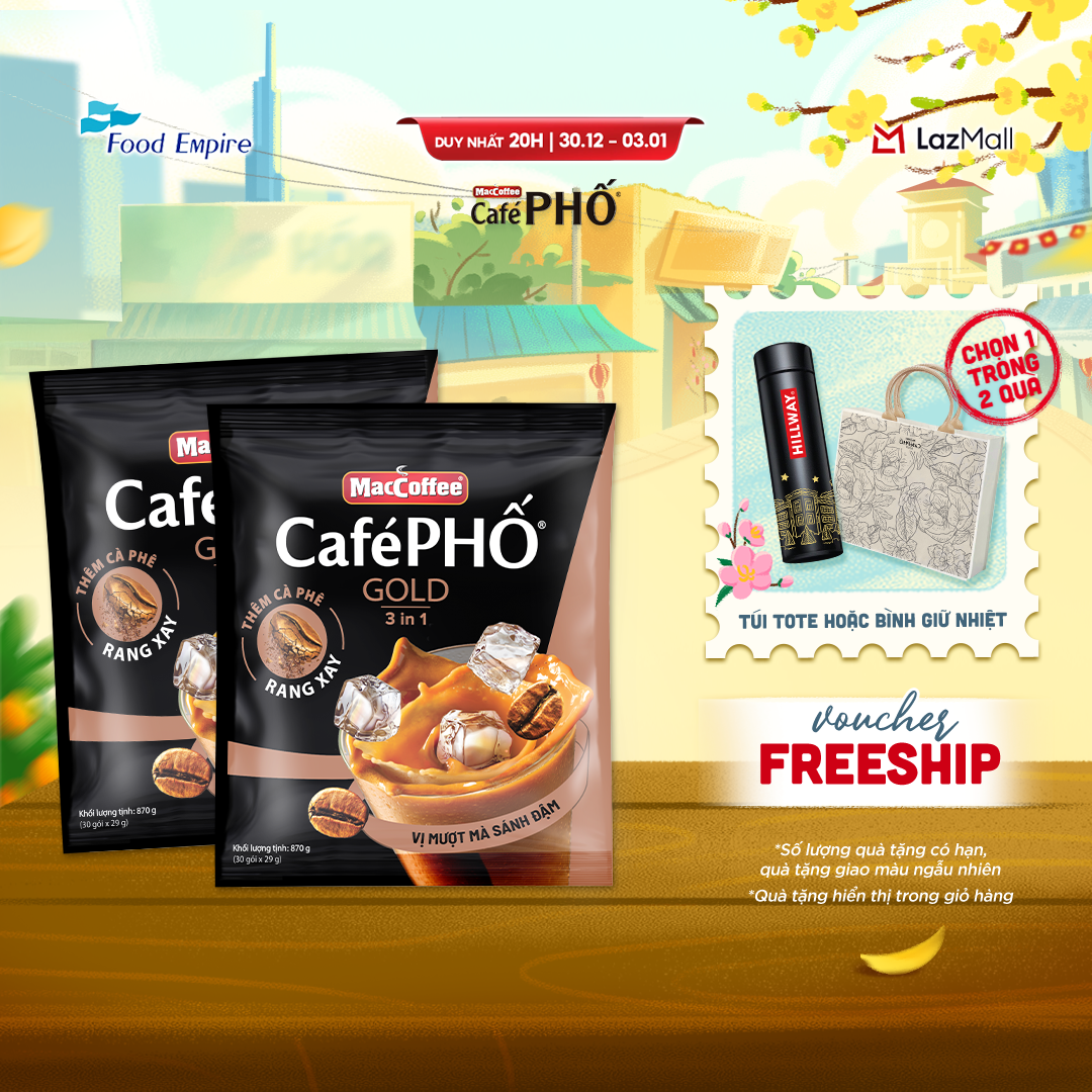  Combo 2 Túi Cà phê Phố GOLD - MacCoffee  túi 30 gói x 29g  