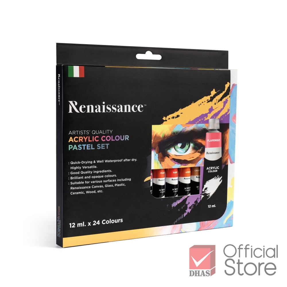 Tuýp Màu Acrylic Renaissance 12ml Tông Pastel Đa Dạng Màu Sắc Cho Họa Sĩ