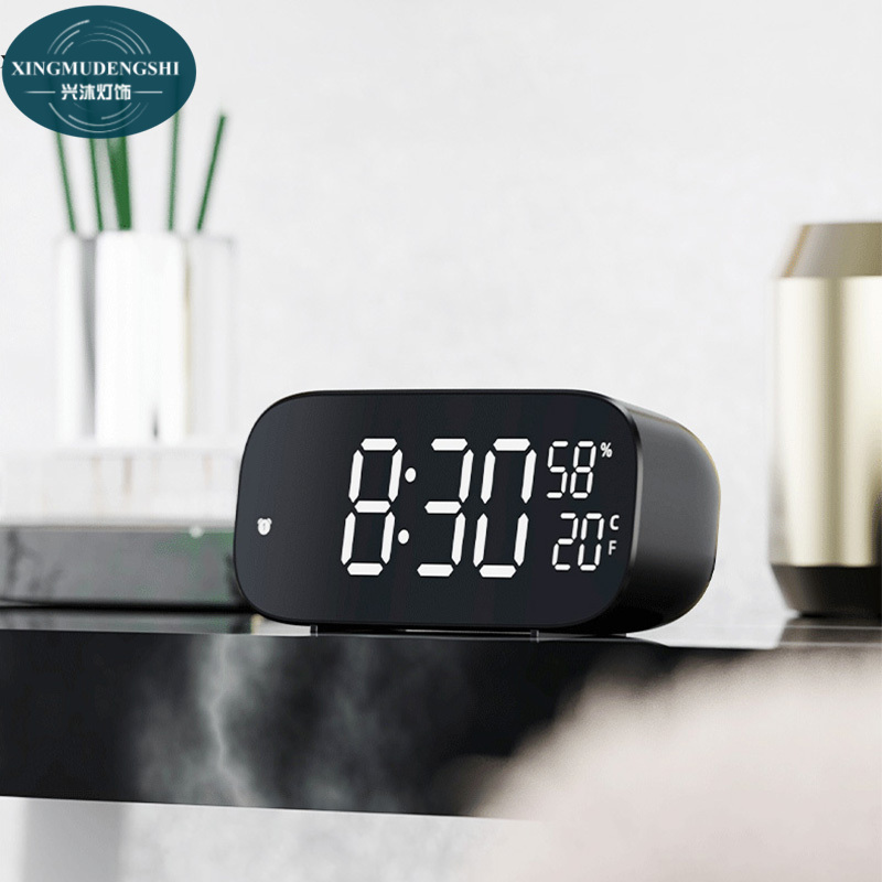 XMDS💖 Đồng hồ LED đa năng đồng hồ điện tử kỹ thuật số, đồng hồ báo thức, Plug-in Hai công dụng điều khiển bằng giọng nói nhiệt độ và độ ẩm thời gian nhanh chóng