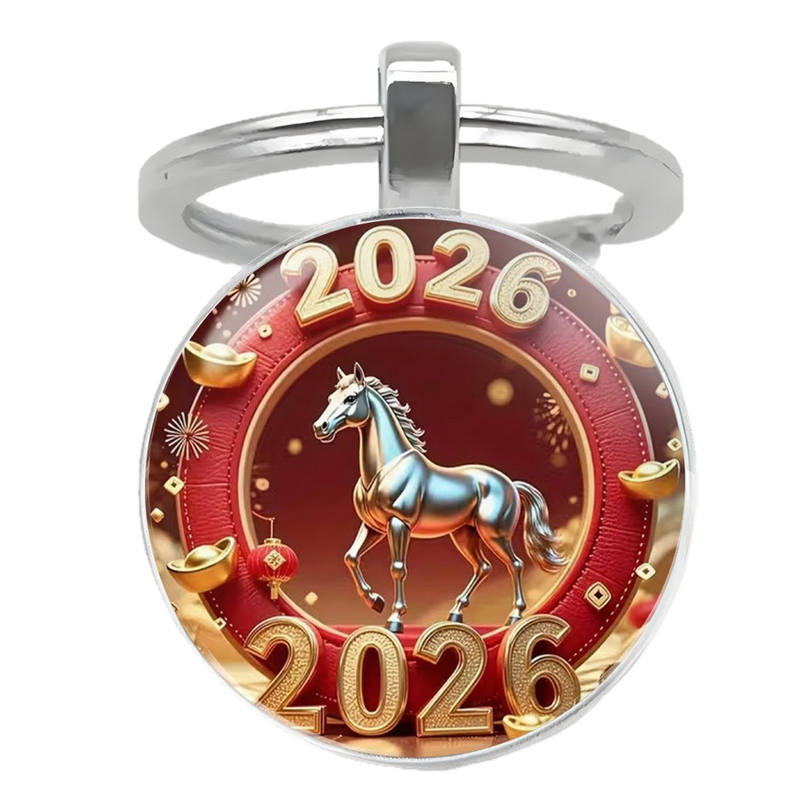 Personalized Zodiac Keychain Chinese New Year Keychain 2026 Year of Keychain with Bells – Lucky Zodiac Metal Pendant Compact Holiday Decoration Good Luck Charm