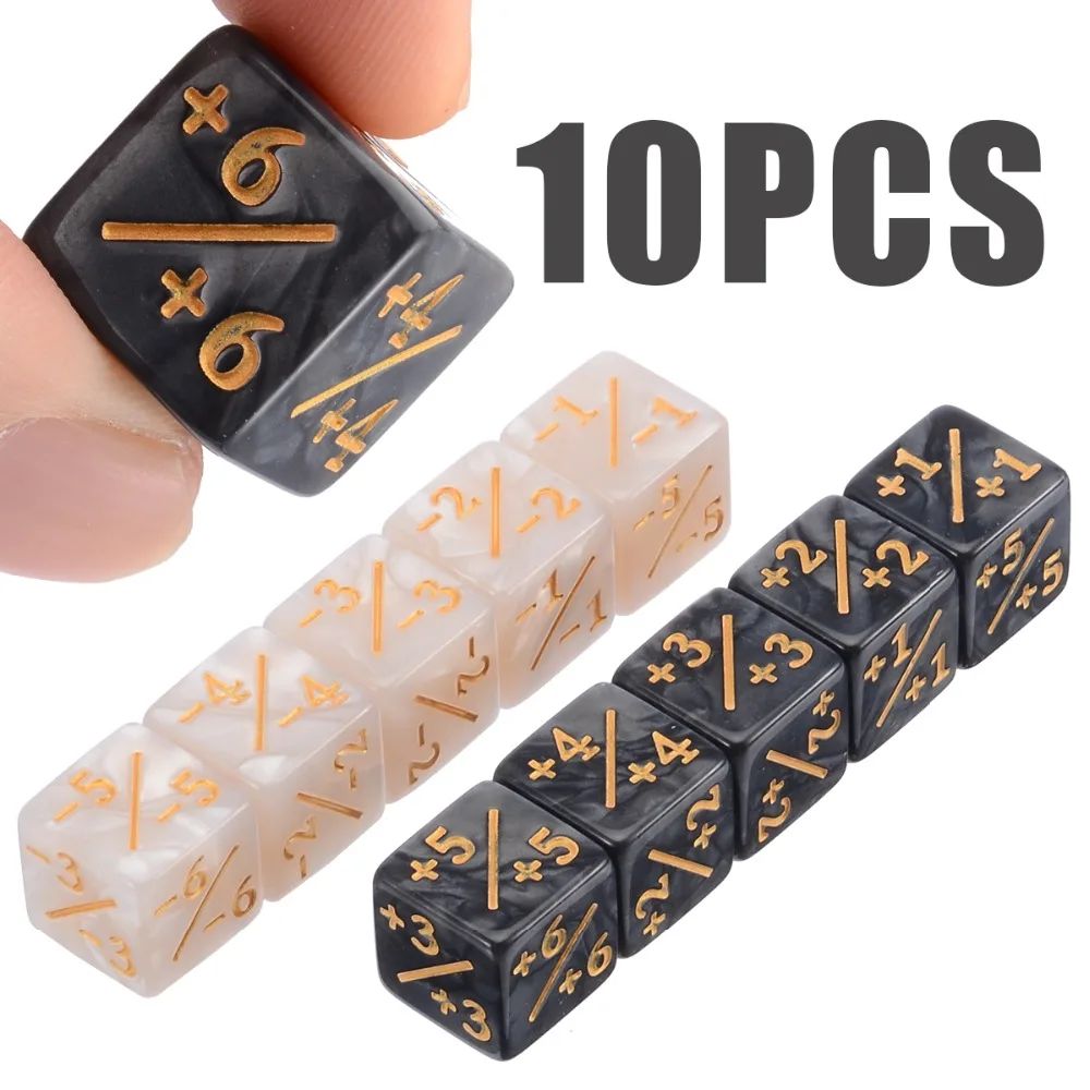 Mayitr 10 cái xúc xắc đếm trắng đen để thu thập trò chơi đếm quầy + 1/+ 1 xúc xắc đồ chơi trẻ em
