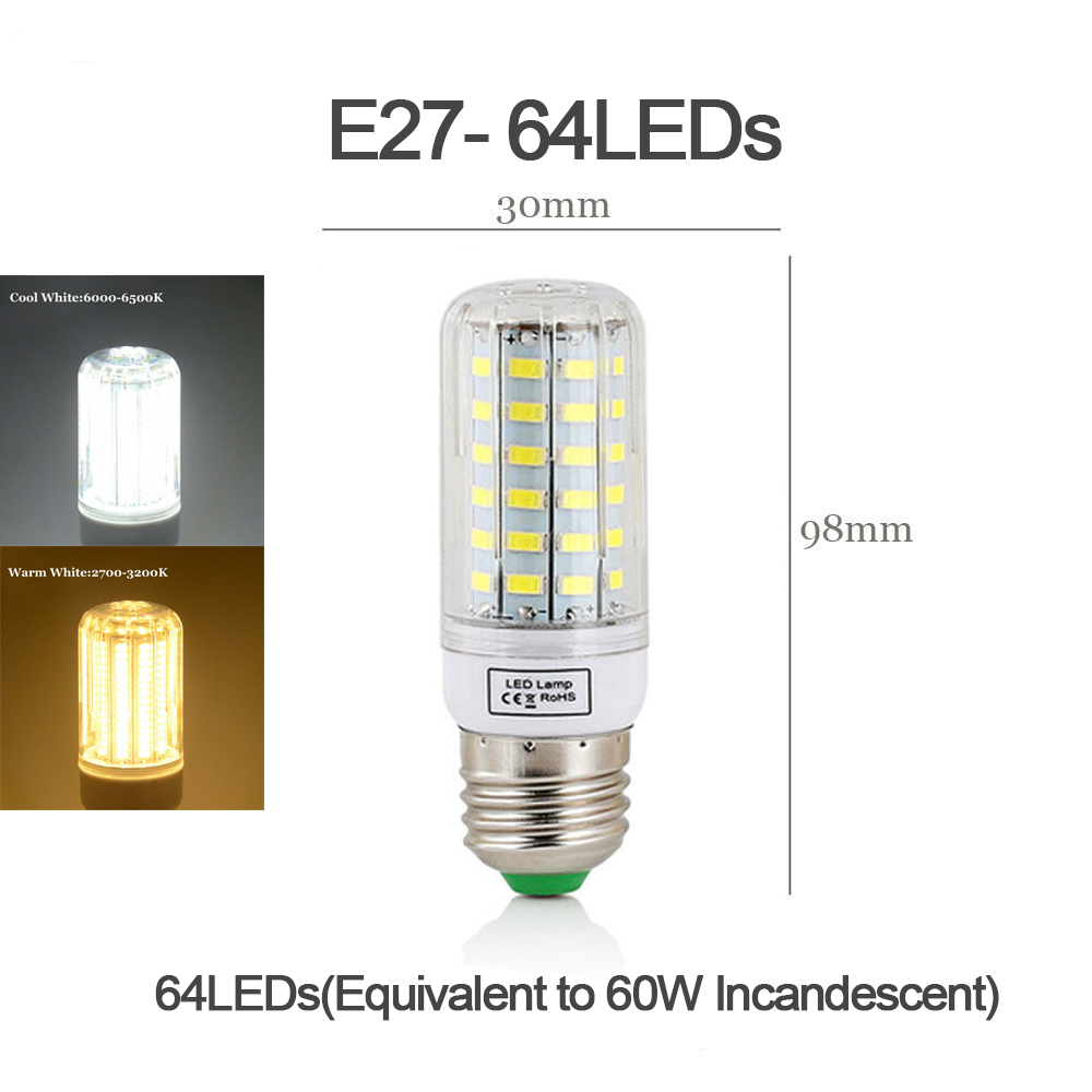 Giao hàng nhanh⚡Đèn LED dạng bắp E27 Ánh Sáng Bóng Đèn 24 30 64 80 89 108 136 165LED Smd5730 220V đèn LED chúc Đài treo đèn nến Cho Trang Chủ màu trắng lạnh màu trắng ấm