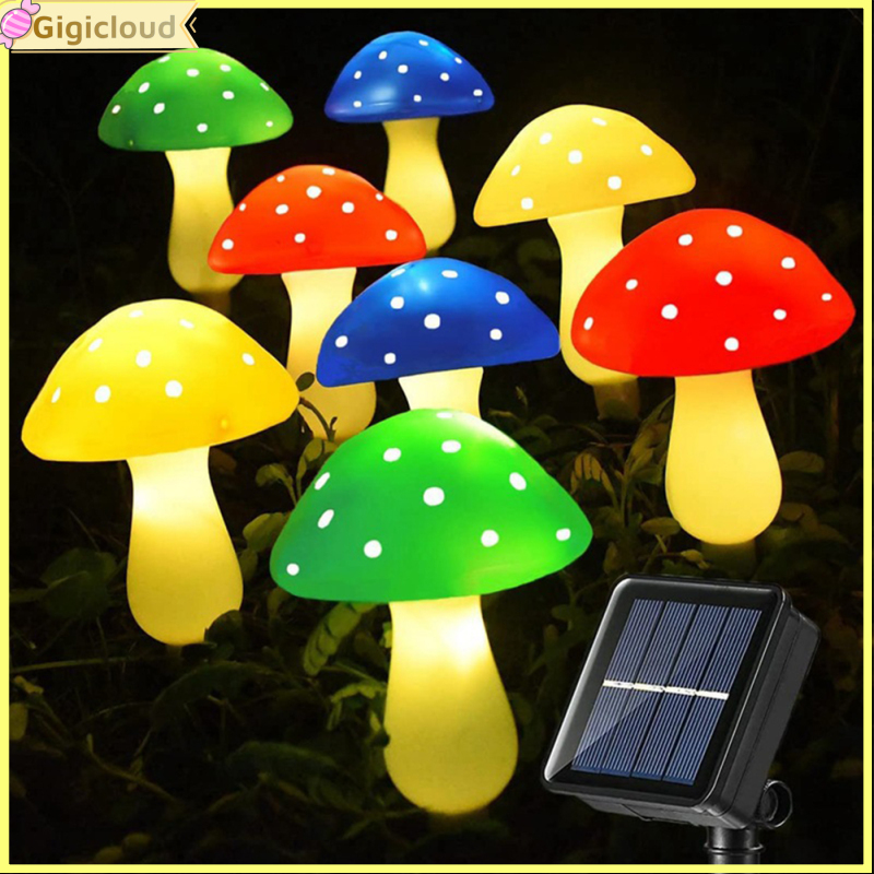 Gigicloud FStar Litake Led Outdoor Solar Lights Mushroom Shape Luminous String Lamp For Lawn Garden Patio Street Decoration