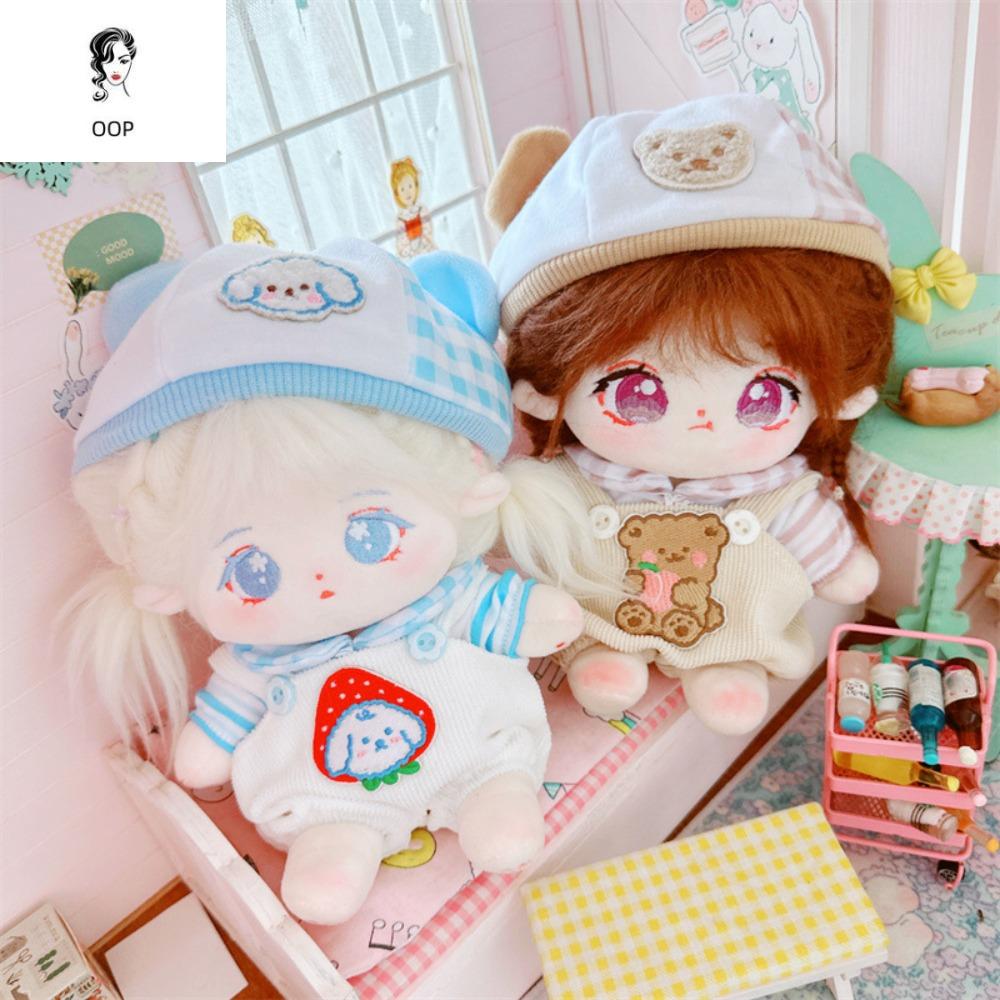 OOP Mũ Gấu Bộ quần áo búp bê cotton Ăn mặc Quần có dây đeo Quần áo búp bê vải nhung lông Quần áo đồ 