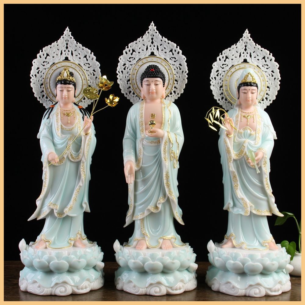 Tây Phương Tam Thánh Tượng Phật Hán Bạch Ngọc đại thế đến A Di Đà Phật