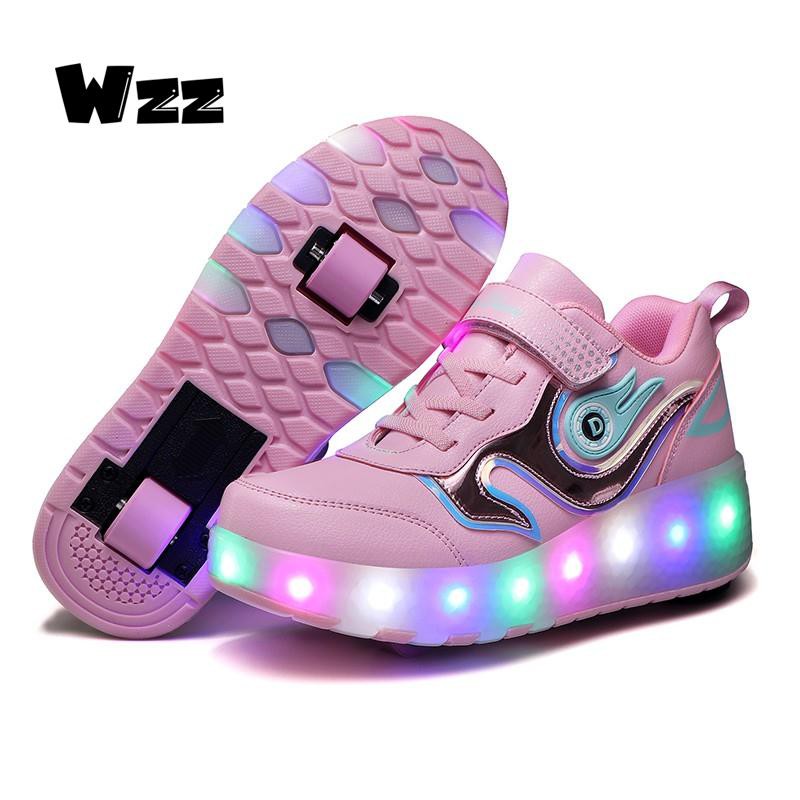 Double wheel roller hot sale skate shoes