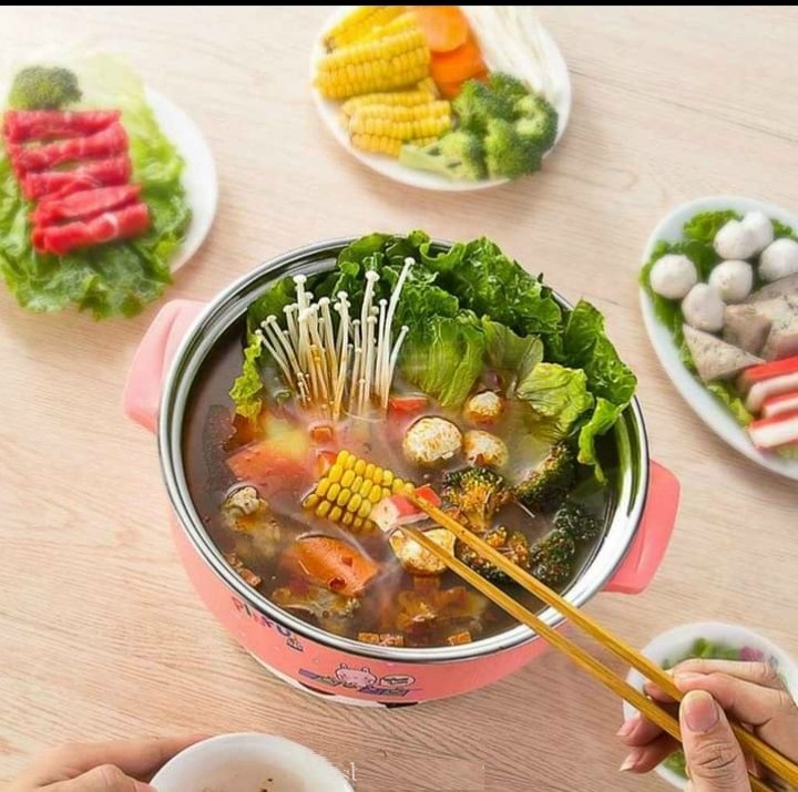 Nồi lẩu điện đa năng bằng inox 304 không gỉ cao cấp nấu lẩu nấu mì siêu tốc - ca nấu mì luộc trứng chiên xào hâm nóng đồ ăn nhanh