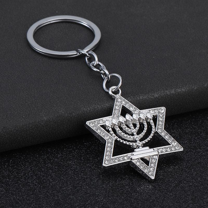 Antanciepp Thời Trang Shining Zircon Sao Hanukkah Keychain Cho Phụ Nữ Người Đàn Ông Người Do Thái Quà Tặng Tôn Giáo Trang Sức Phụ Kiện - 3