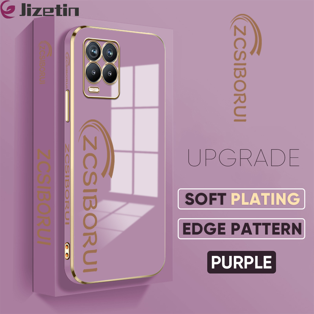 (Dây đeo miễn phí) jizetin vỏ mềm cho Realme 8 Pro Realme 8 Realme 8 5g Realme 8i Logo CẠNH VUÔNG mẫu thiết kế Mạ sang trọng Điện thoại mềm trường hợp