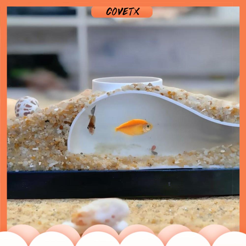 COVETX Đa chức năng Hang động đường hầm dưới lòng đất cho bể cá Đường cong Dưới đường hầm sỏi Trang trí bể cá một lỗ Sự sáng tạo Trang trí bể cá Đường hầm trang trí bể cá