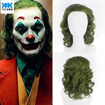 TSE phim Chú Hề Joker Nồi chiên màu xanh lá cây Phương tiện truyền thông dài xoăn tóc Cosplay tóc giả Halloween tai nghe