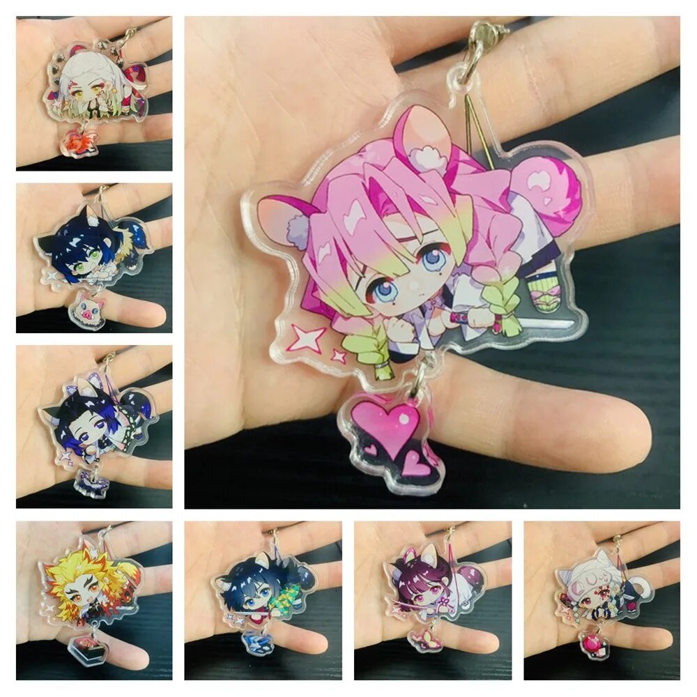 【】 Demon Kimetsu No Yaiba Keychain Daki Kanroji Mitsuri Cosplay Figure Bag Car Accessories Pendant K