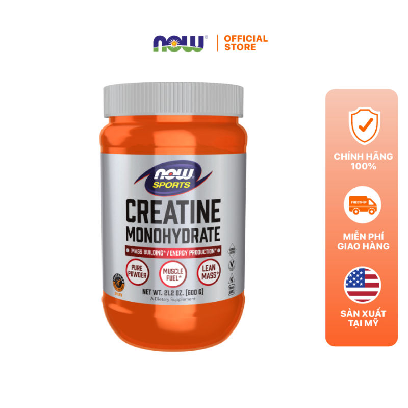 Bột hỗ trợ tập gym Creatine Monohydrate Now (Mỹ) giúp tăng cơ tăng sức mạnh hiệu suất tập - ✓ Thúc đẩy tổng hợp protein nuôi cơ ✓ Hỗ trợ cải thiện chức năng não gia tăng sức chịu đựng của não bộ khi thực hiện các bài tập nặng
