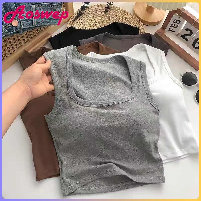 เสื้อกั๊ก มีฟองน้ำในตัว ผ้าฝ้ายแท้ ปลอกคอสแควร์ ใเหมาะสำหรับผู้หญิง ส่สบาย สวย มีสไตล์เป็นของตัวเอง เสื้อกล้ามแขนกุดสีธรรมดา ราคา 43 บาท*ส่งฟรี