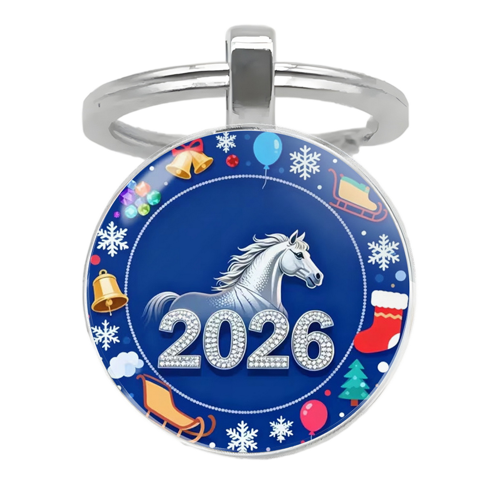 Personalized Zodiac Keychain Chinese New Year Keychain 2026 Year of Keychain with Bells – Lucky Zodiac Metal Pendant Compact Holiday Decoration Good Luck Charm - 3