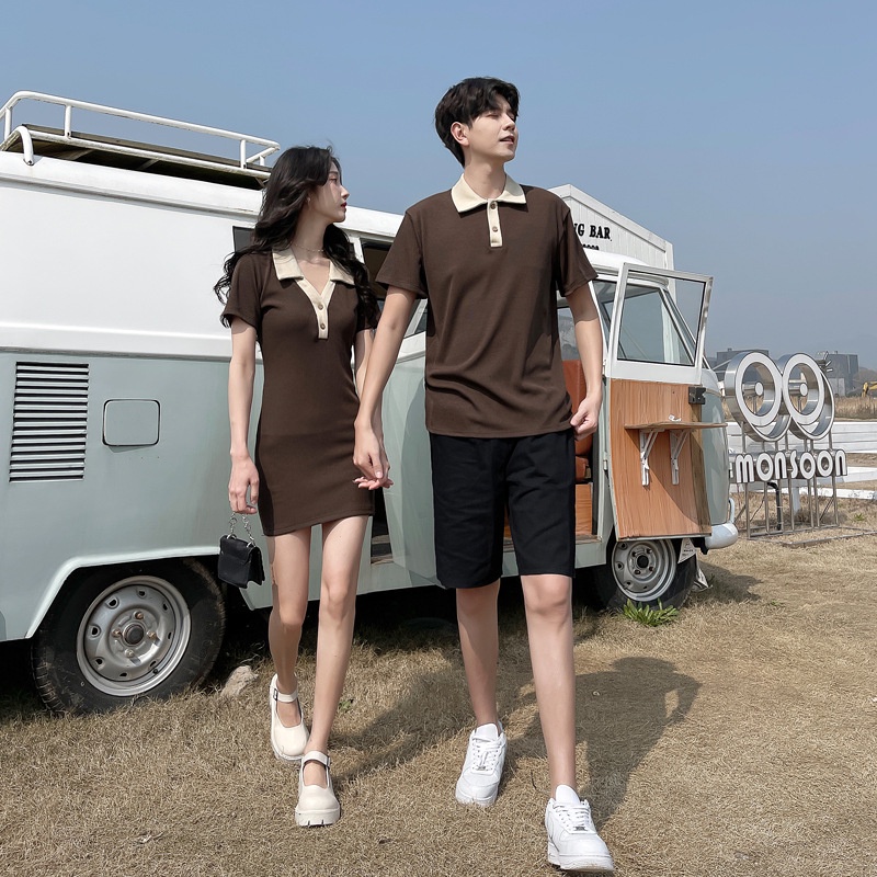 ~ [đảo tình nhân]Set Áo Thun POLO Ngắn Tay Và Chân Váy Thời Trang Cao Cấp Cho Cặp Đôi
